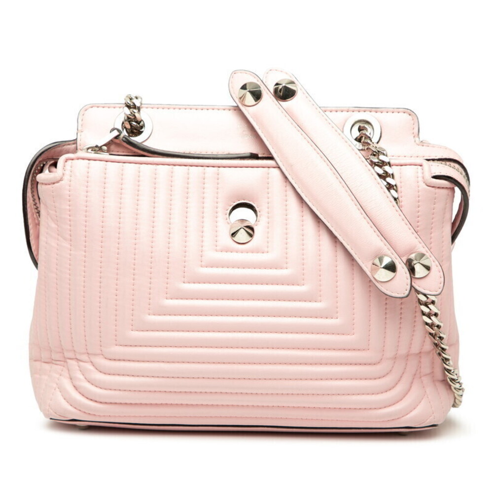 Fendi com Click Chain Shoulder Bag Pink Leather Fendi